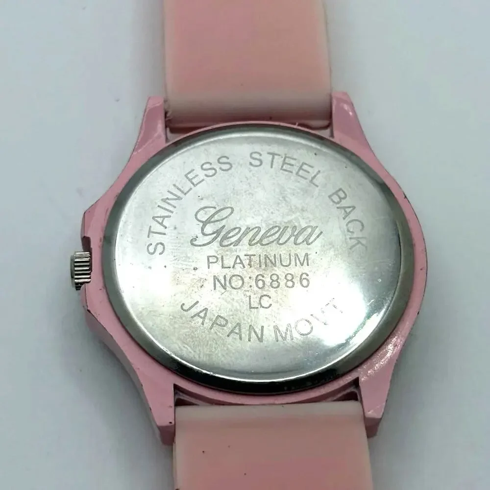 Silver & Pink Crystal Men's Watch